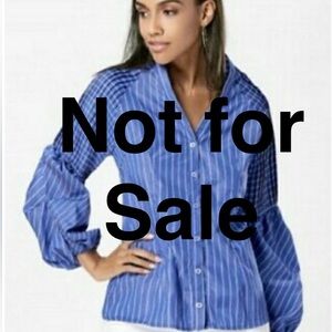 Anthropologie Belle Vere Blue & White Stripe Blouse Size S